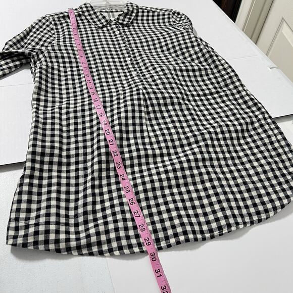 J. Jill Gingham Tunic Top Size Small Black Plaid Pockets Long Sleeve 100% Cotton - Picture 11 of 12